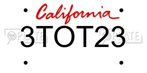 3TOT23 California License Plate