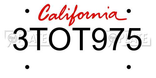 3TOT975 California License Plate