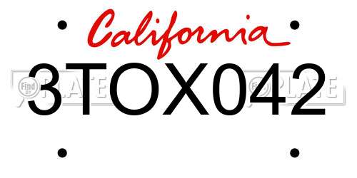 3TOX042 California License Plate