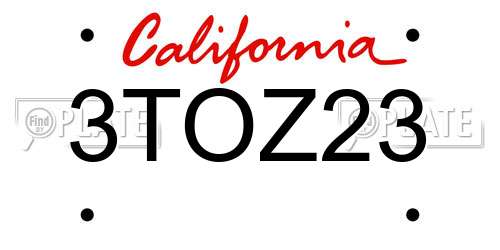 3TOZ23 California License Plate