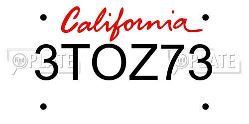 3TOZ73 California License Plate
