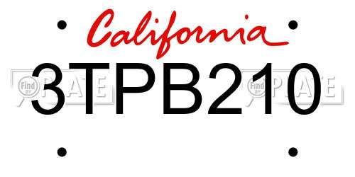 3TPB210 California License Plate