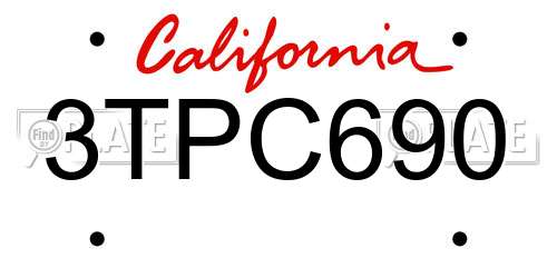 3TPC690 California License Plate