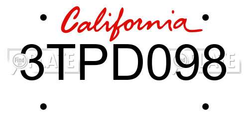 3TPD098 California License Plate