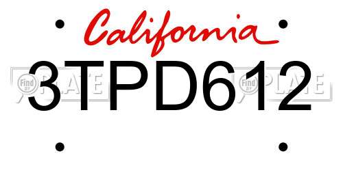 3TPD612 California License Plate
