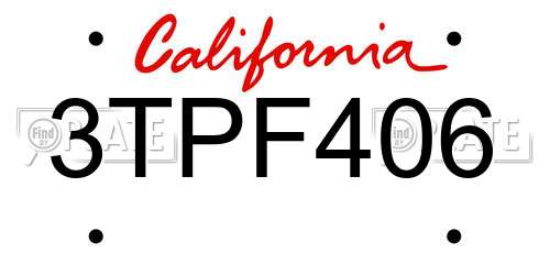 3TPF406 California License Plate
