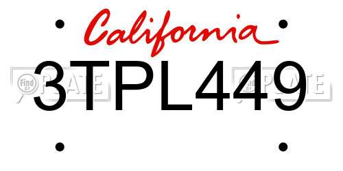 3TPL449 California License Plate