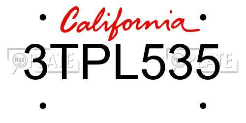 3TPL535 California License Plate