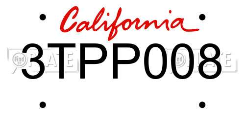 3TPP008 California License Plate