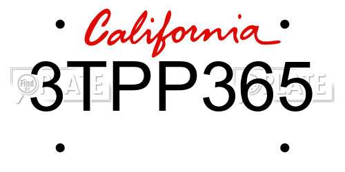 3TPP365 California License Plate