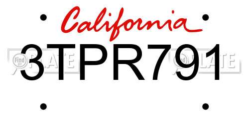 3TPR791 California License Plate
