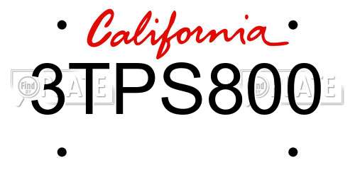 3TPS800 California License Plate
