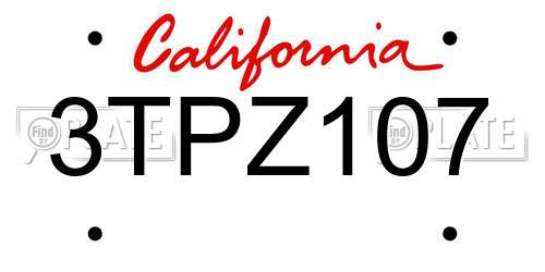 3TPZ107 California License Plate