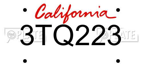 3TQ223 California License Plate