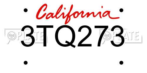 3TQ273 California License Plate