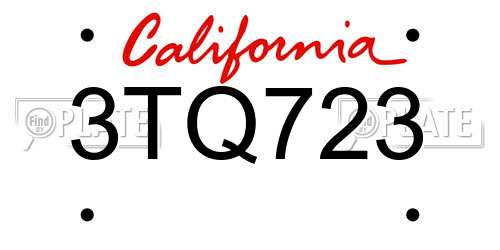 3TQ723 California License Plate