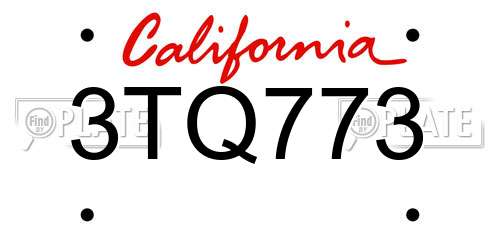 3TQ773 California License Plate