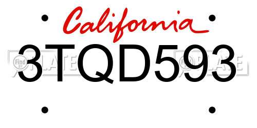 3TQD593 California License Plate