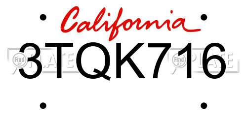 3TQK716 California License Plate