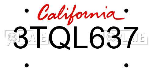 3TQL637 California License Plate