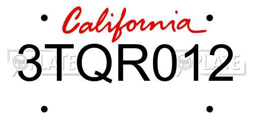 3TQR012 California License Plate