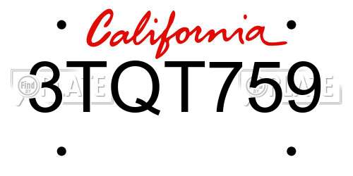 3TQT759 California License Plate