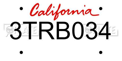 3TRB034 California License Plate