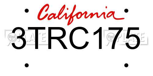3TRC175 California License Plate