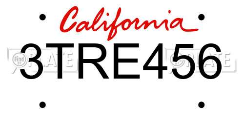 3TRE456 California License Plate