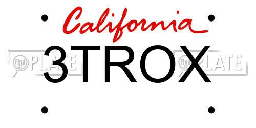 3TROX California License Plate