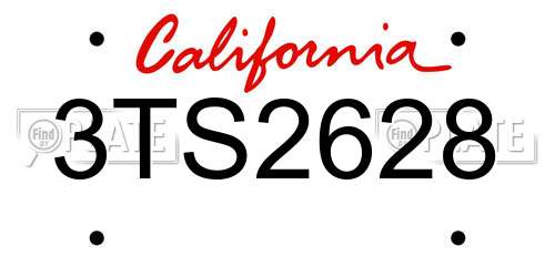 3TS2628 California License Plate