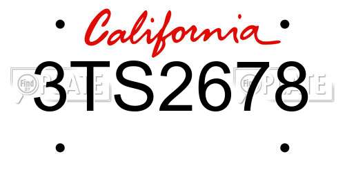 3TS2678 California License Plate