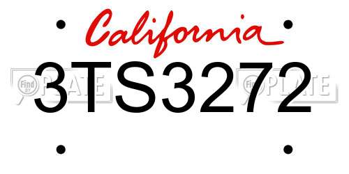 3TS3272 California License Plate