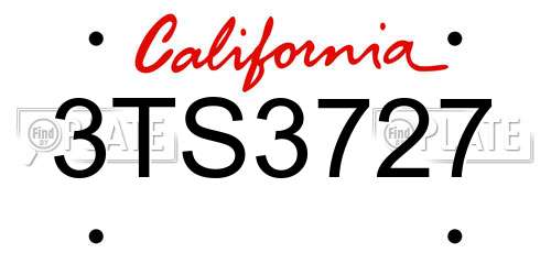 3TS3727 California License Plate
