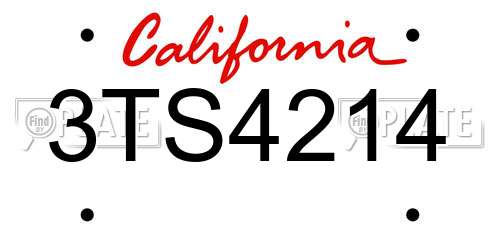 3TS4214 California License Plate