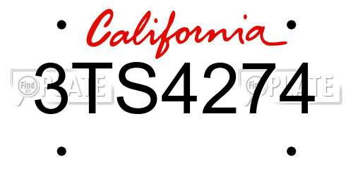 3TS4274 California License Plate