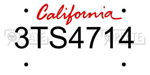 3TS4714 California License Plate
