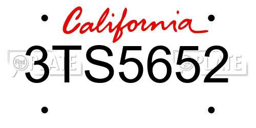 3TS5652 California License Plate