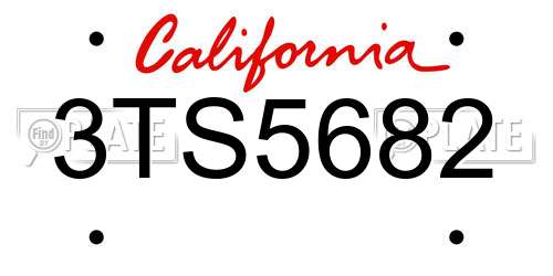 3TS5682 California License Plate