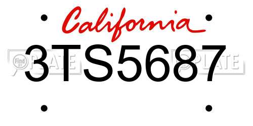 3TS5687 California License Plate