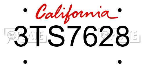 3TS7628 California License Plate