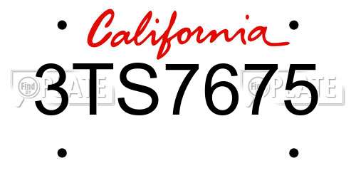 3TS7675 California License Plate