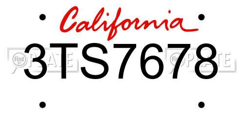 3TS7678 California License Plate
