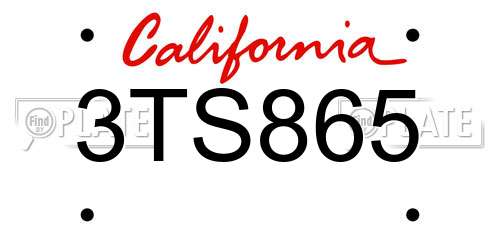3TS865 California License Plate
