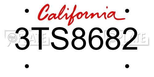 3TS8682 California License Plate
