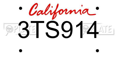 3TS914 California License Plate