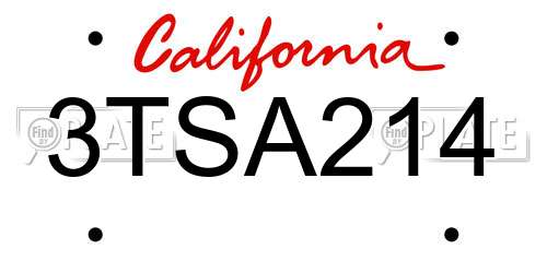 3TSA214 California License Plate
