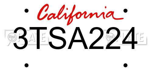 3TSA224 California License Plate