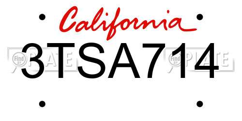 3TSA714 California License Plate