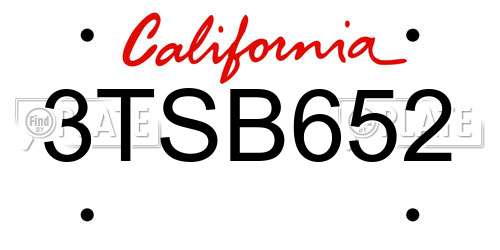 3TSB652 California License Plate